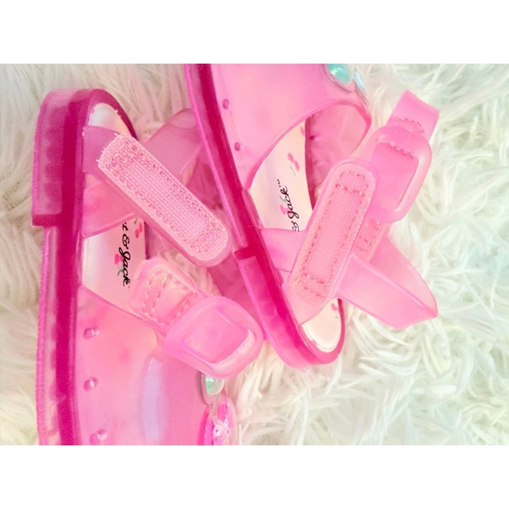 Cat & Jack Pink Jelly Sandals Size 5 Toddler Cherry Sequin Water Shoes - Picture 5 of 7